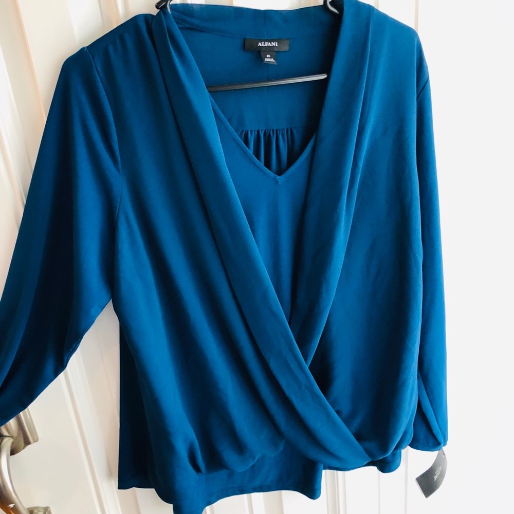 Sleek cobalt blue blouse